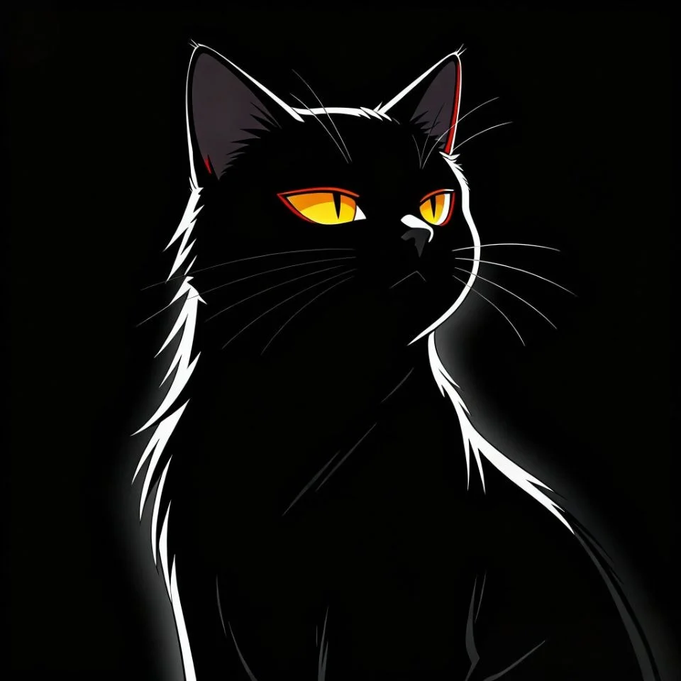 anime-black-cat-pfp-golden-eyes-mysterious-expression Anime black cat pfp featuring golden expressive eyes with mysterious expression ideal for anime profile pictures