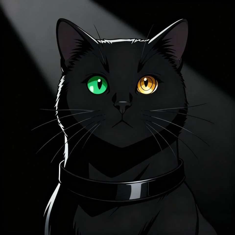 black-cat-pfp-anime-heterochromia-dual-color-eyes Anime black cat pfp with heterochromia dual-colored eyes showing unique expressive anime avatar style