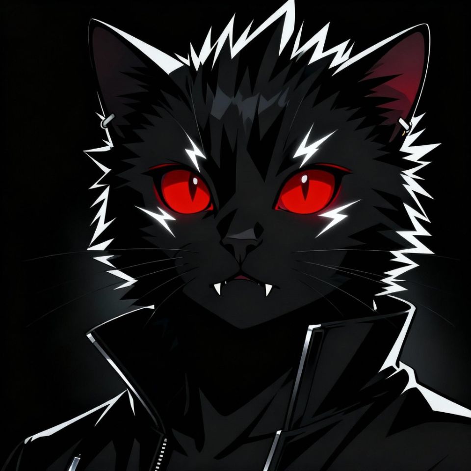 black-cat-pfp-anime-red-eyes-dark-edgy-style Dark anime black cat pfp with intense red expressive eyes for edgy Discord and anime Instagram avatars