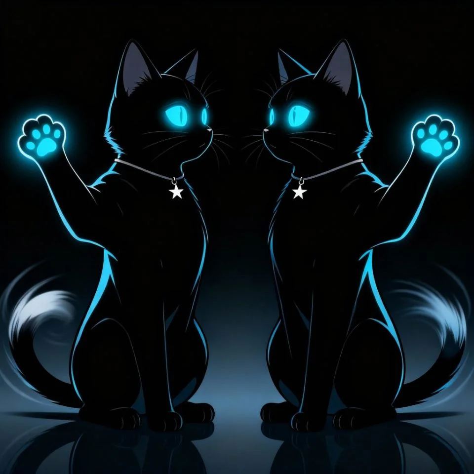 black-cat-pfp-matching-friends-mirror-pose-left Mirror pose matching black cat pfp for friends showing coordinated Discord profile pictures left position