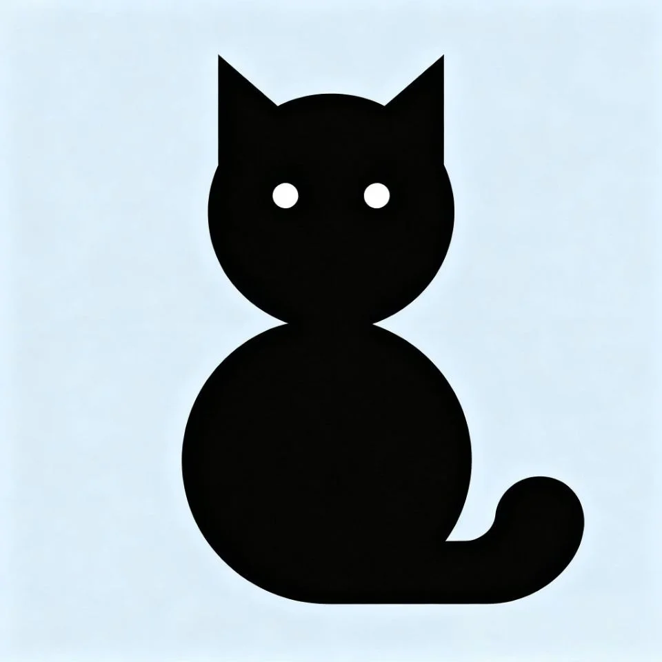 Geometric minimalist black cat pfp using simple shapes ideal for modern Discord and Instagram icon design

