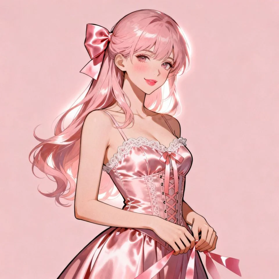 Soft pink coquette pfp with delicate satin bow on pastel gradient background perfect for feminine aesthetic profiles