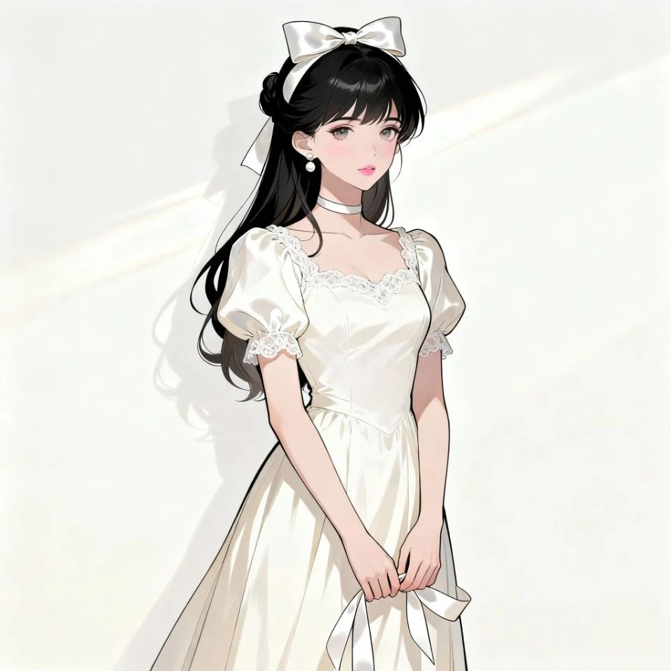 Simple white ribbon bow coquette pfp with pure elegant design and clean aesthetic for minimalist aesthetic avatars
