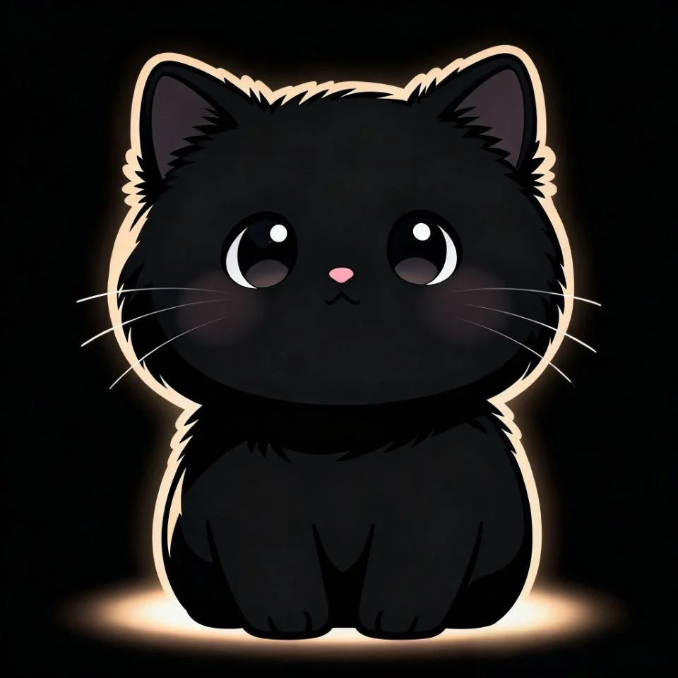 cute-black-cat-pfp-round-face-soft-aesthetic Round-faced cute black cat pfp with soft aesthetic features ideal for TikTok bios and Instagram avatar use