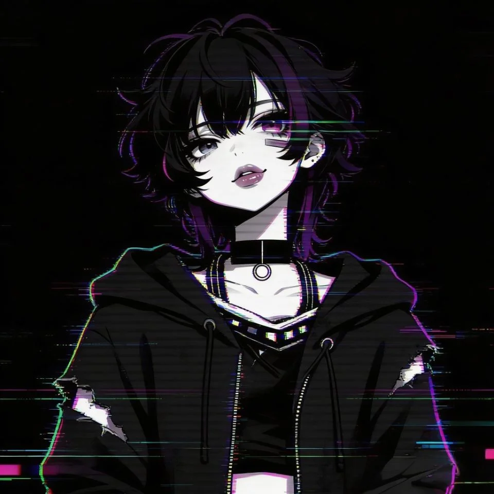 dark-emo-pfp-glitch-effect-distorted-moody Dark emo pfp with glitch effect and distorted aesthetic for edgy Discord and Instagram profile pictures