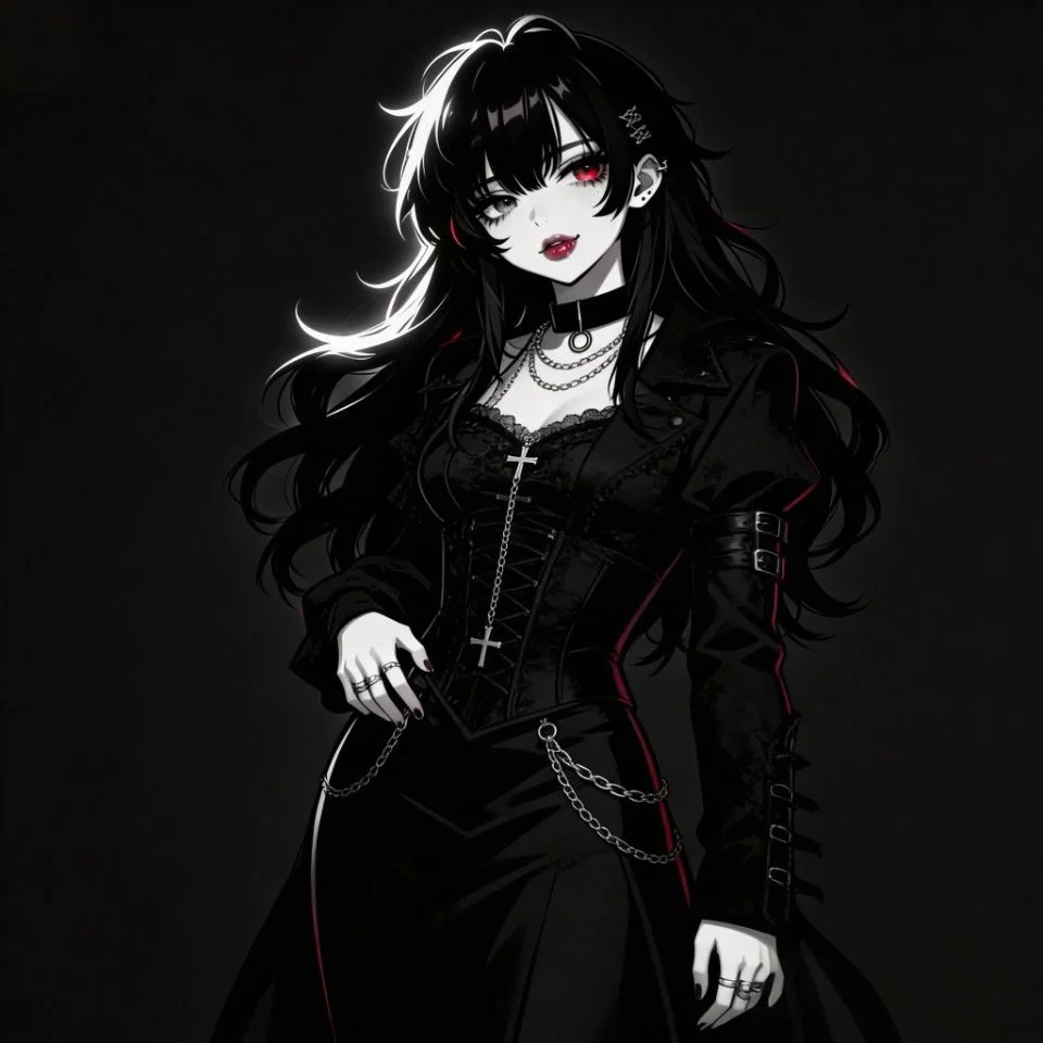 emo-goth-pfp-dark-makeup-vampiric-aesthetic-red-accents Emo goth pfp with dark vampiric makeup and red accents for edgy alternative TikTok and Instagram avatars