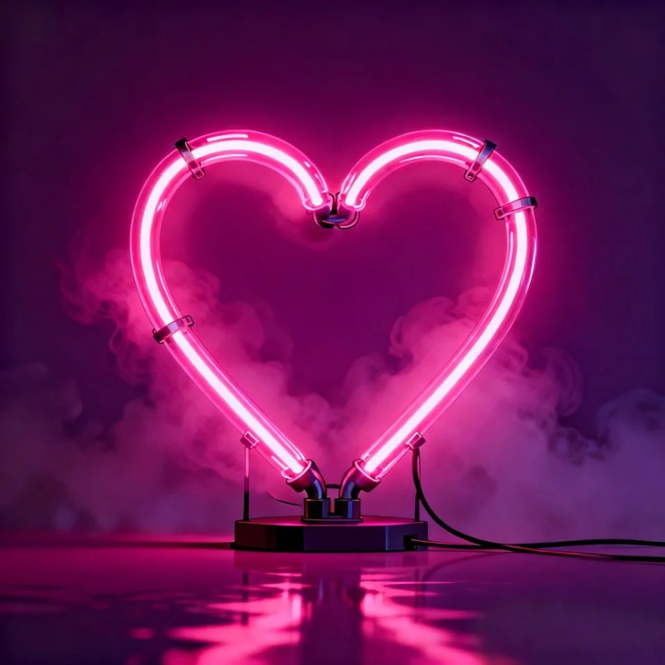hot-pink-pfp-heart-neon-sign-love-aesthetic Hot pink neon heart pfp with glowing sign aesthetic and vibrant energy perfect for romantic Instagram profile picture