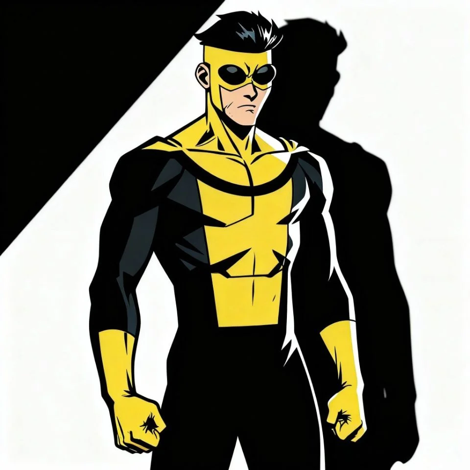 invincible-pfp-sinister-mark-variant-multiverse-dark-comic-style Multiverse variant Sinister Mark invincible pfp in comic book style with dark yellow black theme for collector avatar