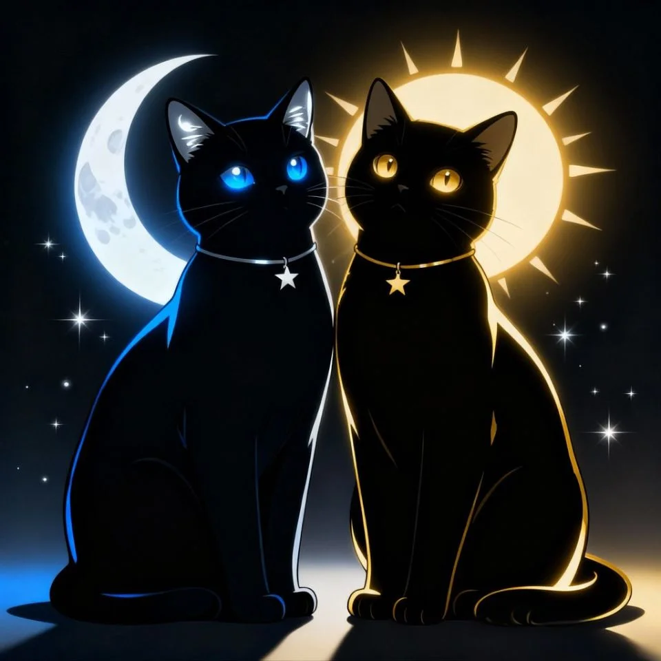 matching-black-cat-pfp-aesthetic-moon-sun-duo Aesthetic matching black cat pfp with moon and sun theme perfect for couple TikTok and Instagram avatars