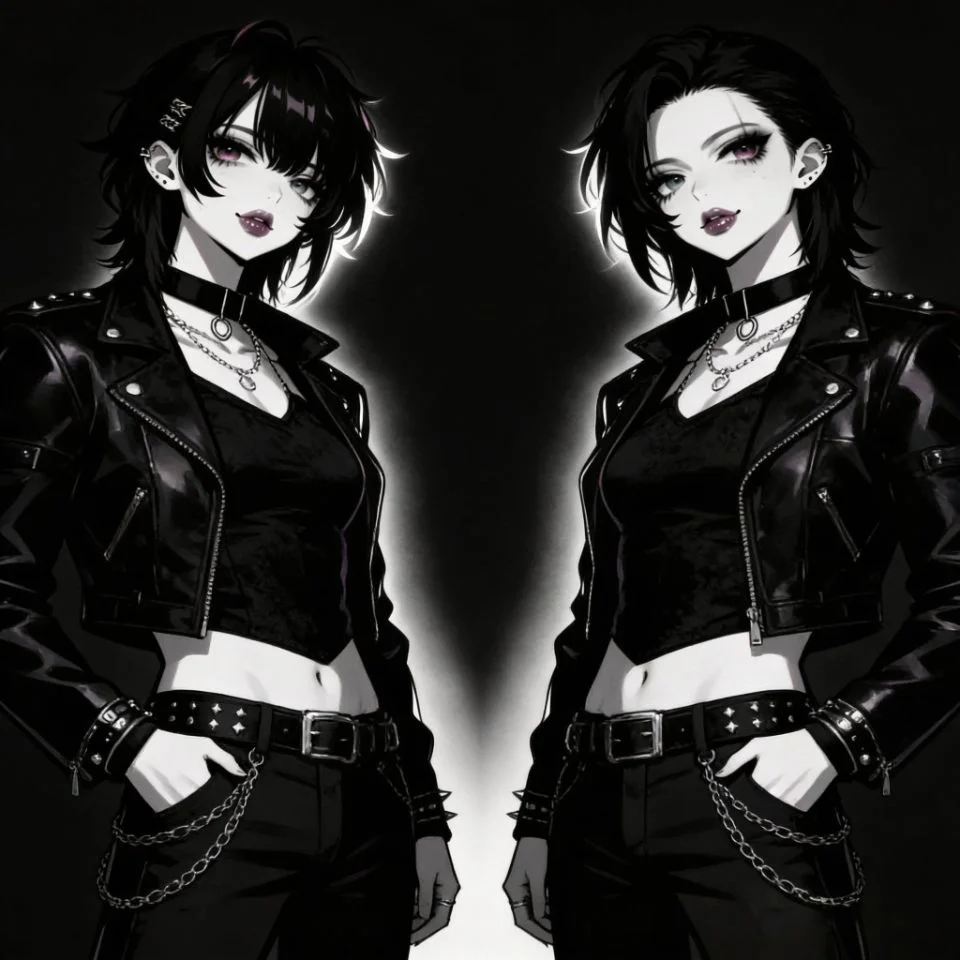 matching-emo-couple-pfp-mirrored-pose-symmetrical-duo Matching emo couple pfp with mirrored pose and symmetrical composition for aesthetic TikTok and Discord duo profiles