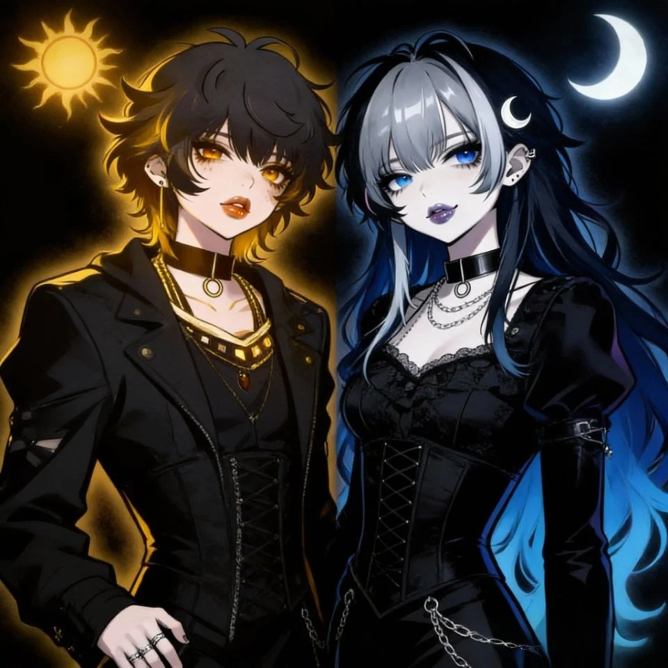 matching-emo-couple-pfp-sun-moon-complementary-aesthetic Matching emo couple pfp with sun and moon design showing complementary aesthetic for Instagram and Discord duo avatars