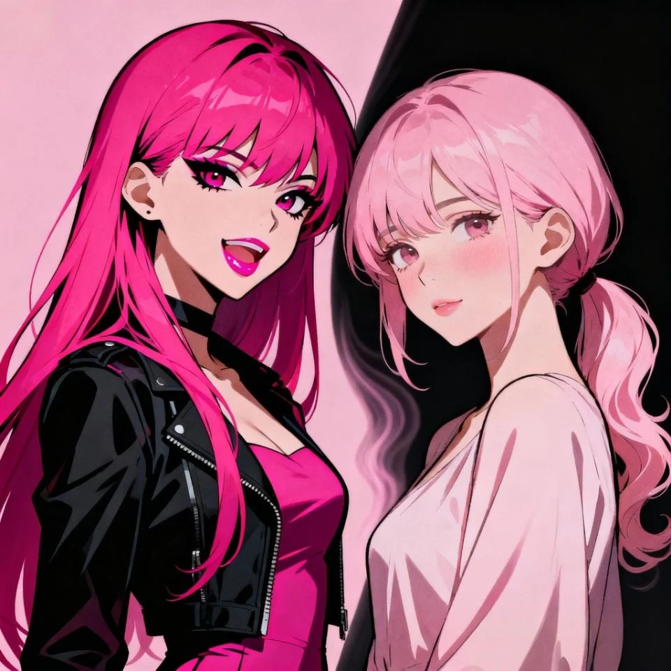 matching-pink-pfp-friends-yin-yang-aesthetic Matching pink pfp friends set with yin yang design and balanced aesthetic for best friend Discord and Instagram