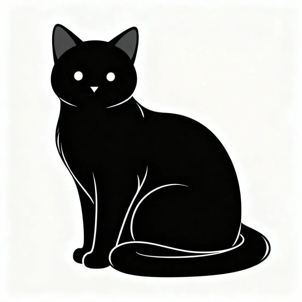 Minimalist line art black cat pfp icon with simple elegant design for TikTok and Discord profiles

