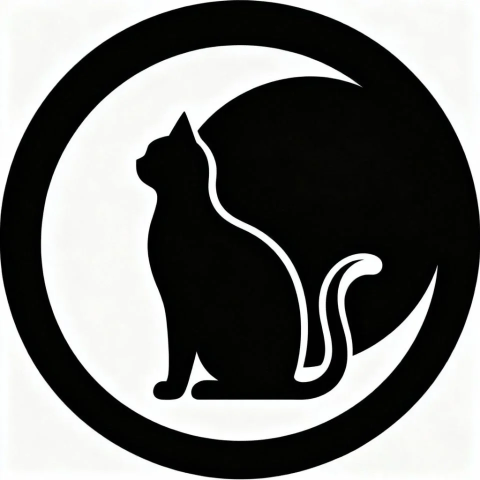 Clever minimalist black cat pfp using negative space design perfect for creative Discord profile pictures

