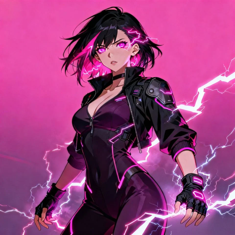 neon-pink-pfp-lightning-bolt-electric-energy Electric neon pink pfp with lightning bolt design and high energy aesthetic for bold Discord and TikTok avatar