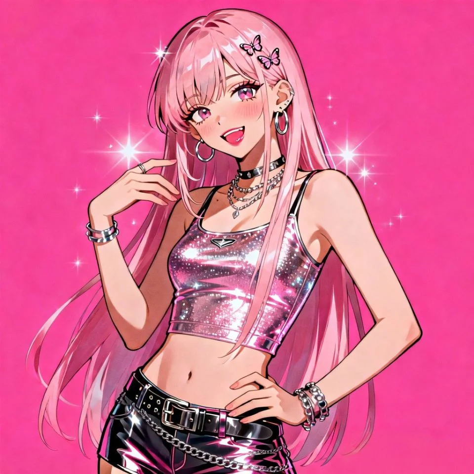 pink-pfp-y2k-glitter-sparkle-retro-aesthetic Y2K pink pfp with glitter sparkle effects and retro 2000s aesthetic perfect for nostalgic TikTok profile