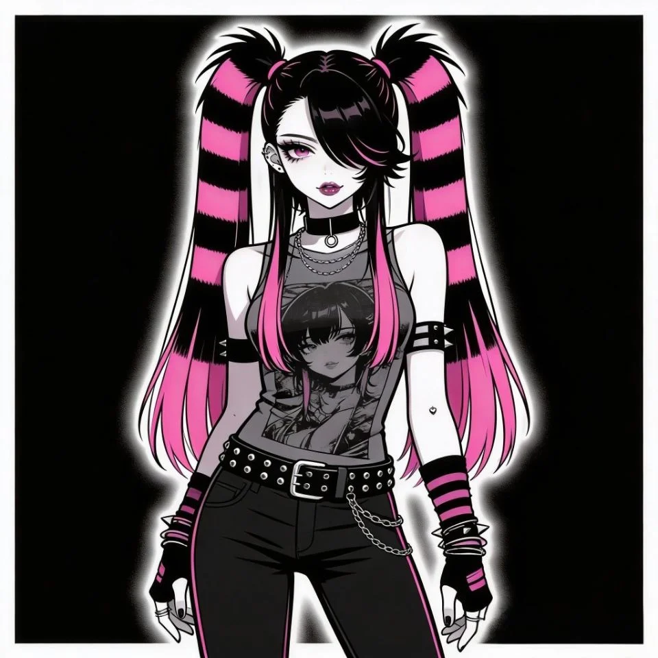 scene-emo-pfp-coontails-striped-hair-classic-scene Scene emo pfp with coontails striped hair classic scene aesthetic for nostalgic Discord and Instagram avatars