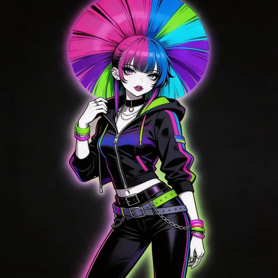 scene-emo-pfp-rainbow-hair-teased-colorful-aesthetic Scene emo pfp with rainbow teased hair and colorful aesthetic for vibrant TikTok and Instagram profile pictures