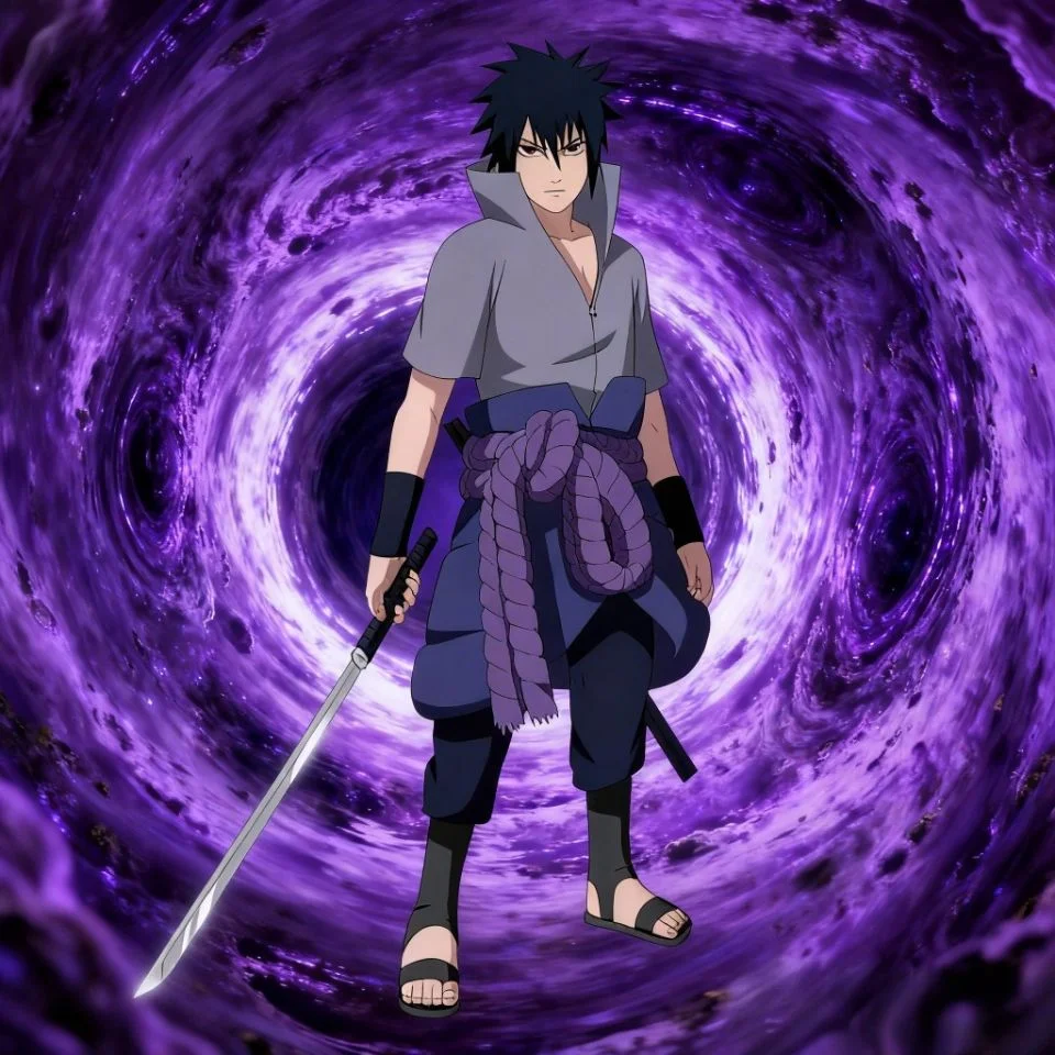 adult-sasuke-uchiha-pfp-dimension-traveling-portal Adult Sasuke Uchiha pfp using dimension-traveling portal with purple energy creating mystical profile picture aesthetic