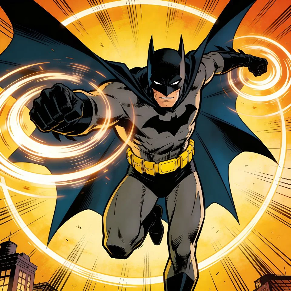 Cool batman animated pfp with dynamic action pose and swirling cape perfect for Discord gaming and cartoon fans avatar