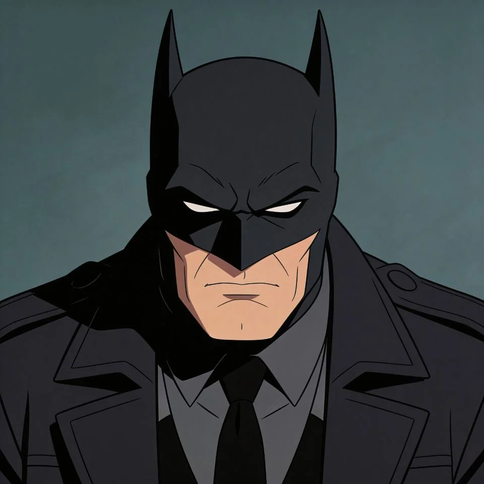 Batman cartoon pfp showing brooding detective expression from animated series perfect for nostalgic Discord profile pic