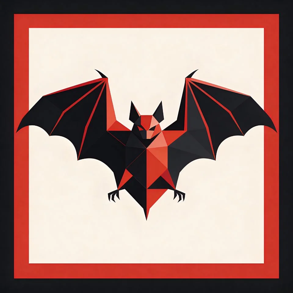 Batman logo pfp geometric angular modern design with red accent for unique Discord profile picture minimalist contemporary