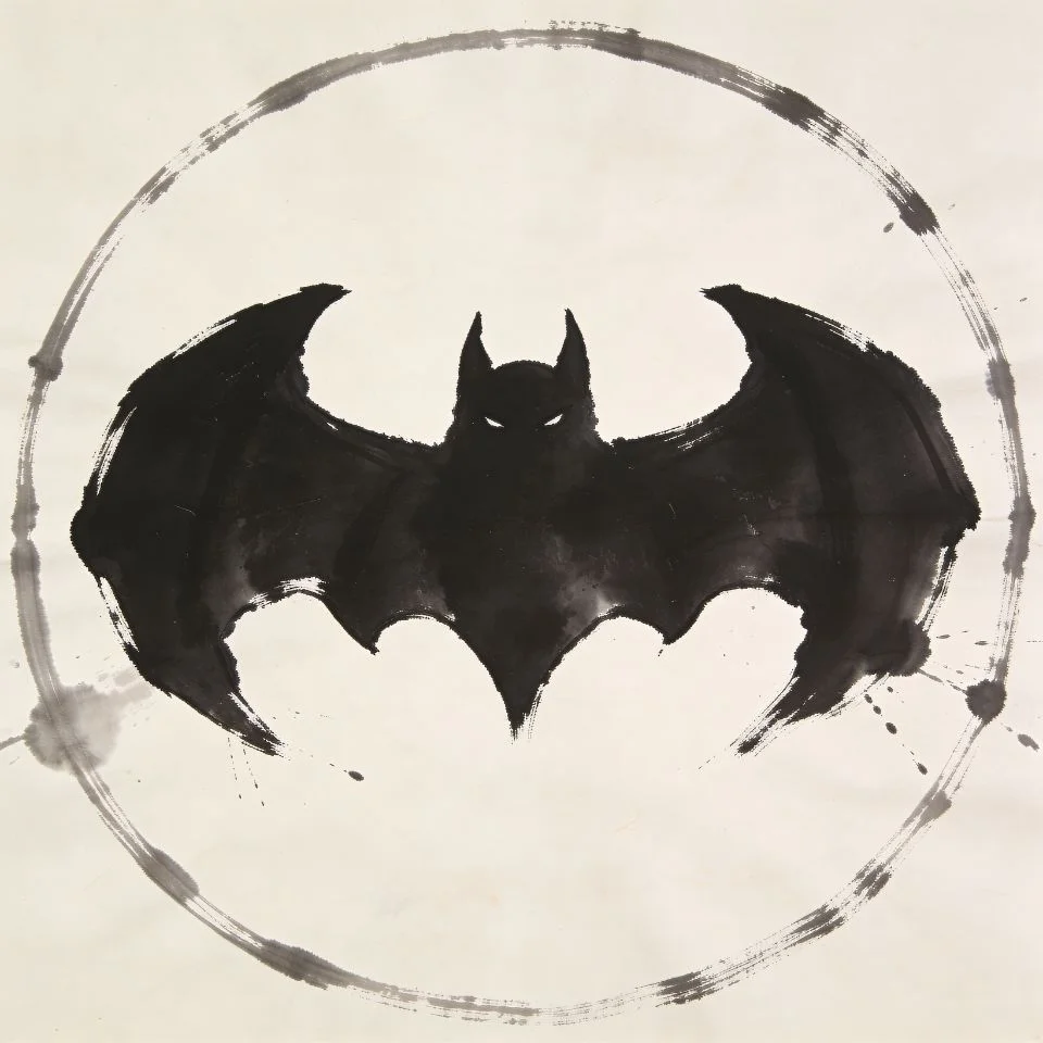 Batman symbol pfp artistic brushstroke style black and white minimalist for aesthetic TikTok profile picture handmade art