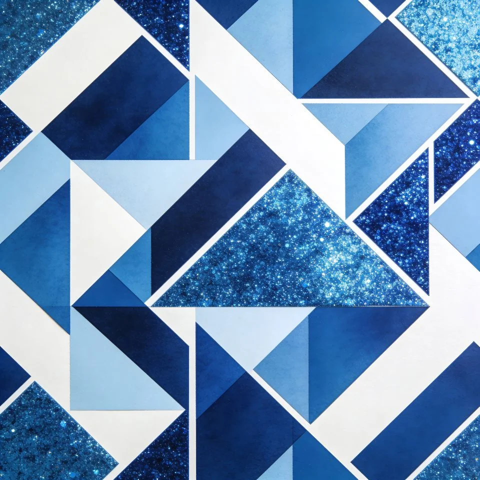 Blue glitter geometric pfp with modern pattern and sparkling texture ideal for trendy Discord and TikTok aesthetic profiles