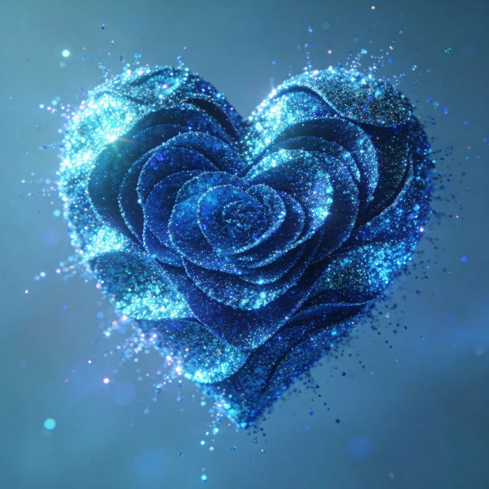 Blue glitter heart pfp with romantic sparkle and shimmering texture perfect for celebration Discord and TikTok profiles