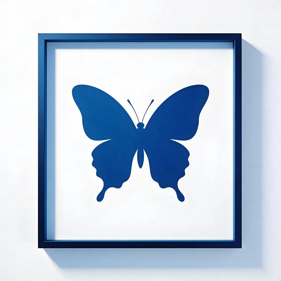 Minimalist blue butterfly pfp with simple silhouette and clean aesthetic for modern Discord and Instagram profile pictures
