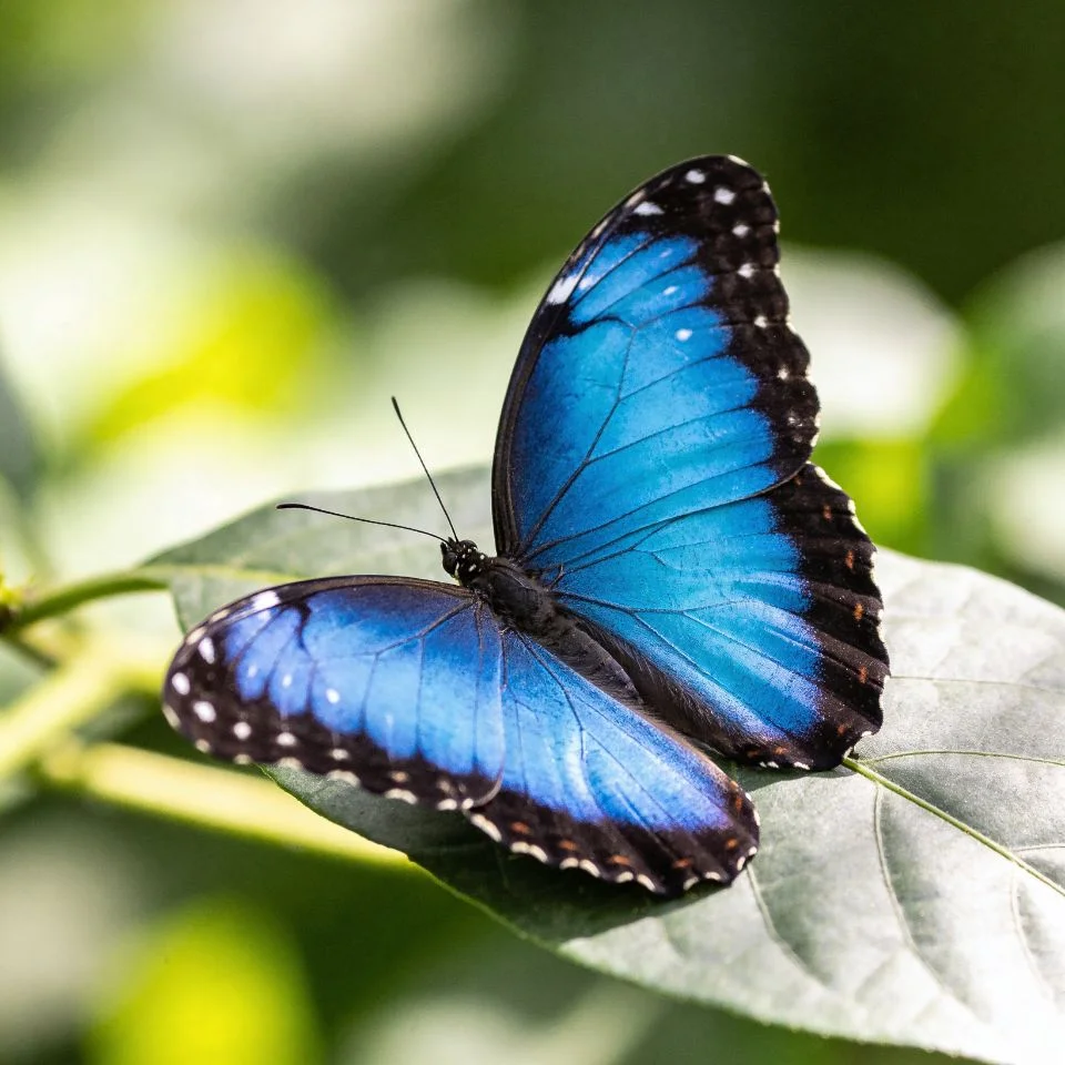 Blue morpho butterfly pfp with realistic spread wings and vibrant azure tones perfect for nature-loving Discord and Instagram profiles