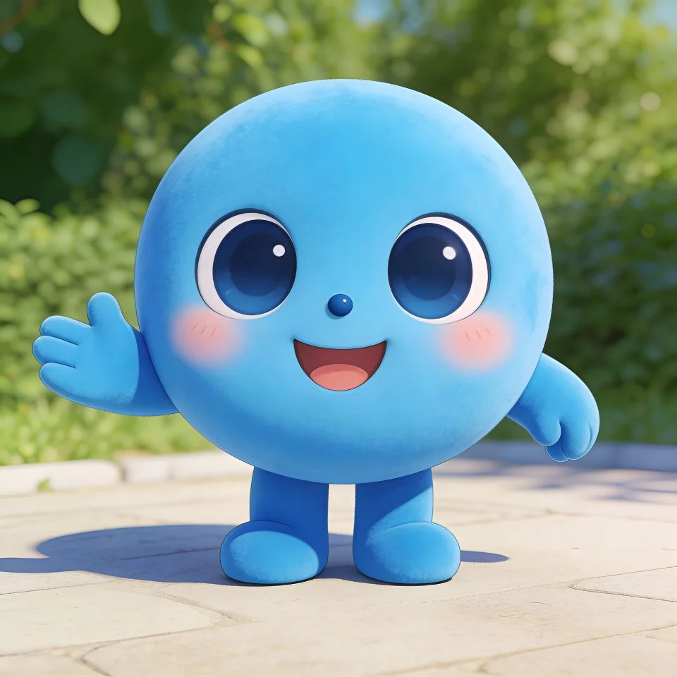 Cute blue cartoon mascot pfp with round character design and cheerful expression for playful Discord and TikTok profiles
