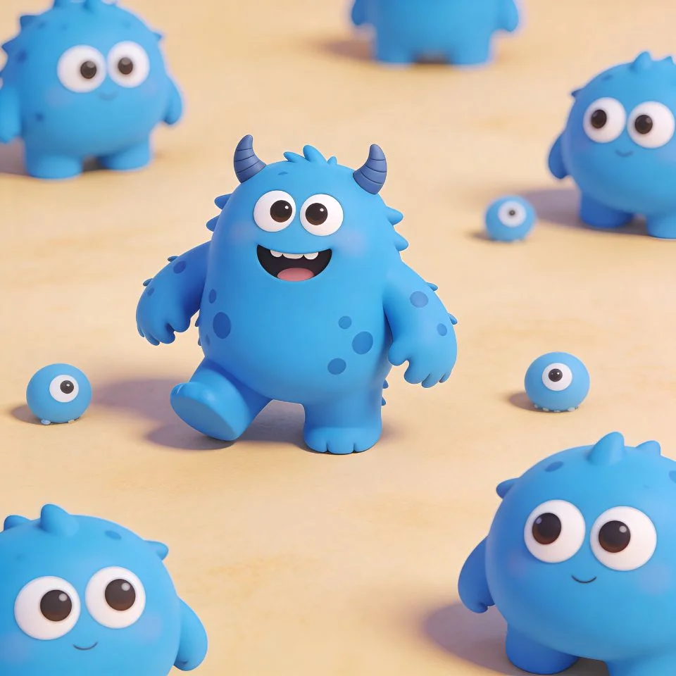 Cute blue monster cartoon pfp with friendly creature design and playful vibe for fun Discord and gaming profiles