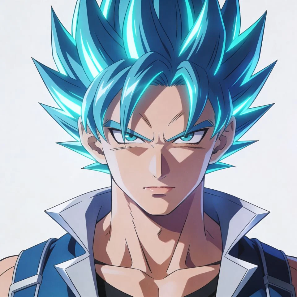 Cool blue anime boy pfp with ice blue hair and intense gaze perfect for confident Discord and gaming profiles