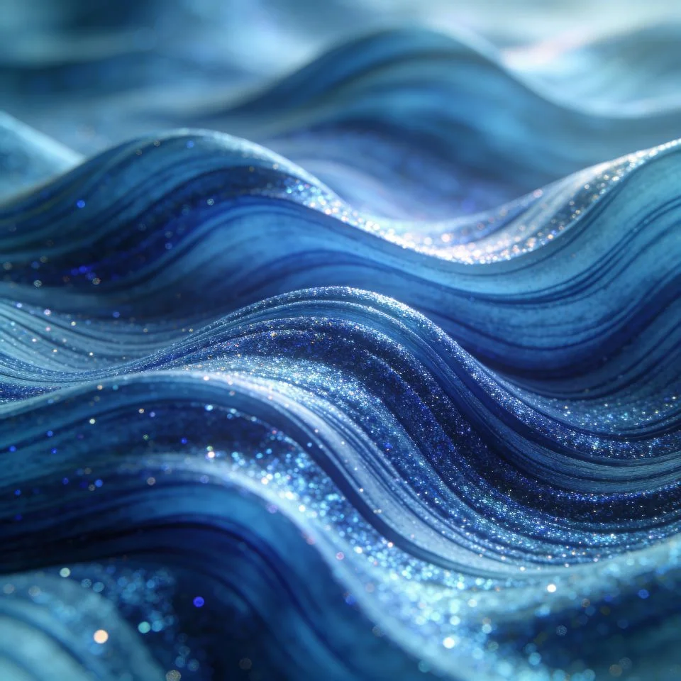 Blue glitter abstract waves pfp with flowing sparkle and artistic aesthetic for creative Discord and Instagram profiles