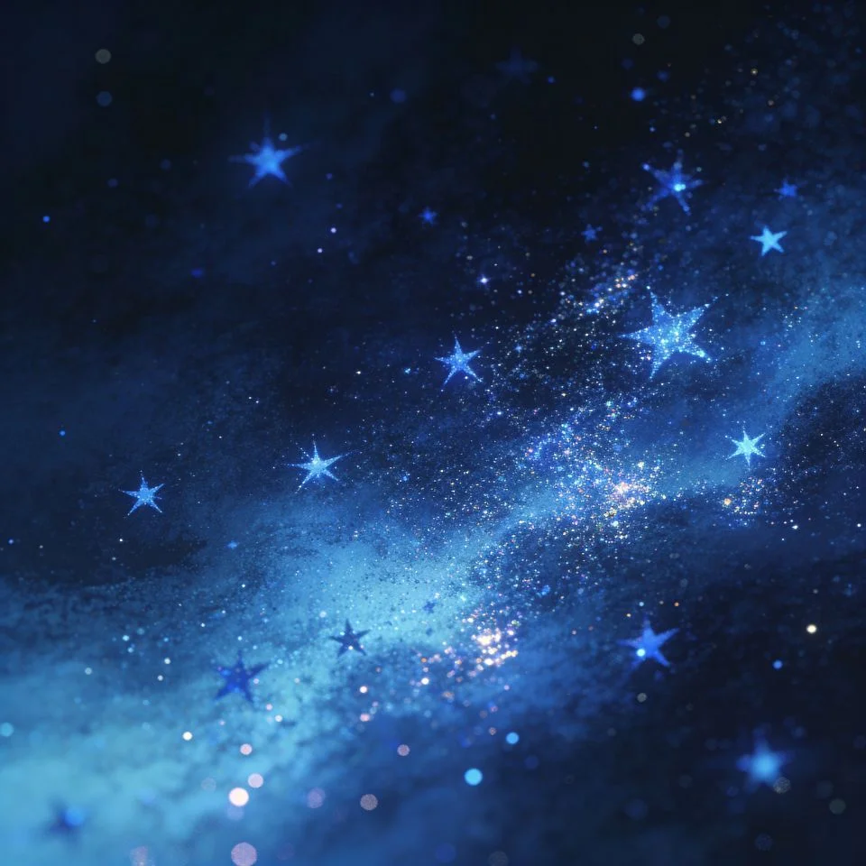 Blue glitter stars pfp with celestial night sky and sparkling aesthetic for dreamy Discord and Instagram profiles