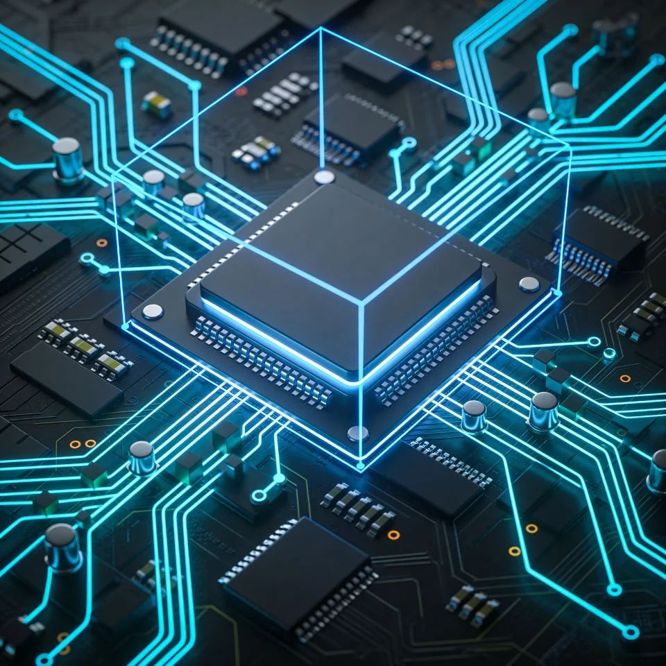Neon blue circuit board pfp with glowing tech patterns and cyberpunk aesthetic for programmer Discord and tech profiles