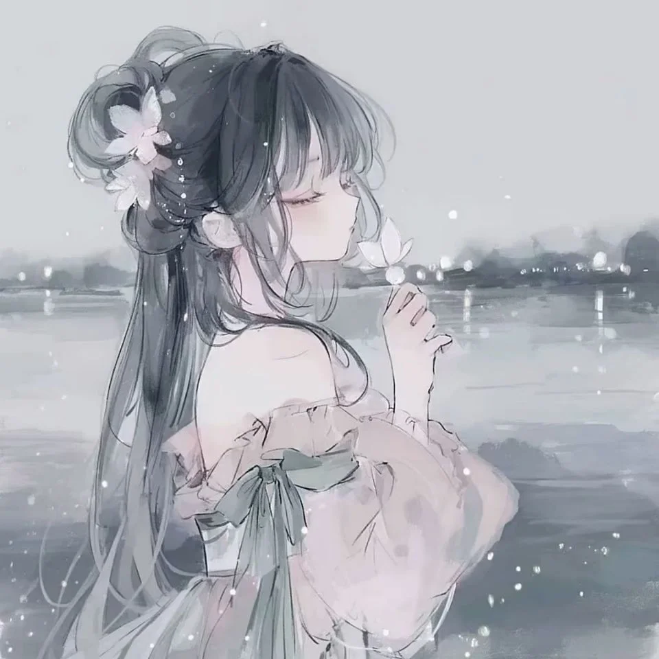 Dreamy cute anime white pfp with soft color palette and ethereal background perfect for aesthetic Discord avatars