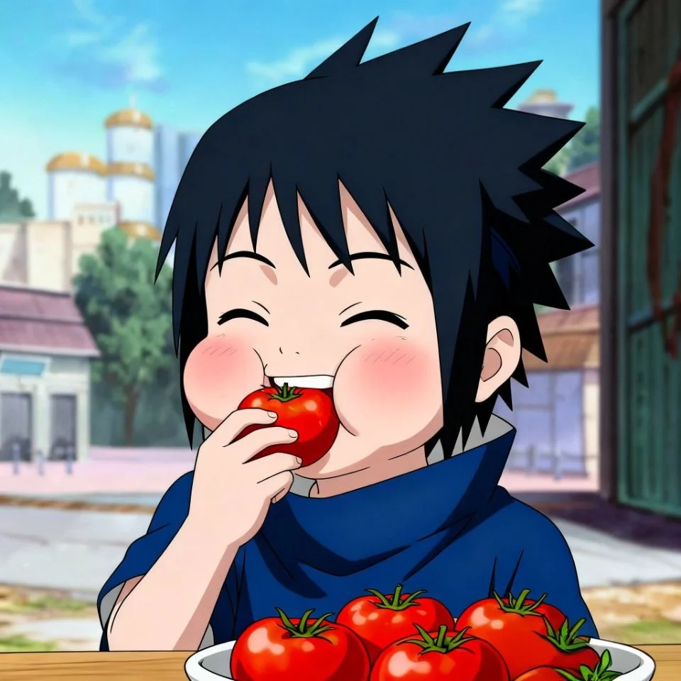 cute-kid-sasuke-pfp-eating-tomatoes-funny-moment Cute kid Sasuke pfp eating tomatoes showing funny character moment perfect for lighthearted TikTok profiles