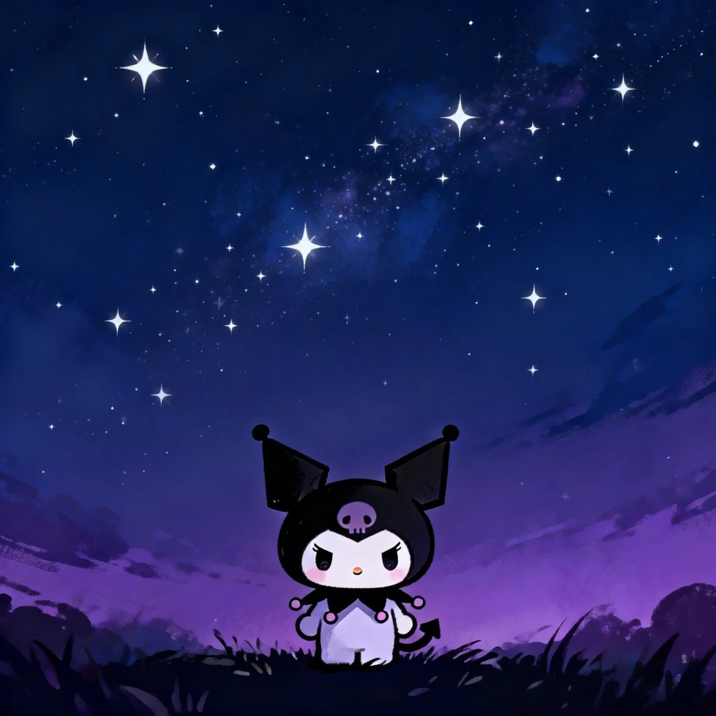 dark-kuromi-pfp-aesthetic-night-sky-stars Dark night sky Kuromi pfp with stars and midnight aesthetic for moody Discord TikTok Instagram profile avatar
