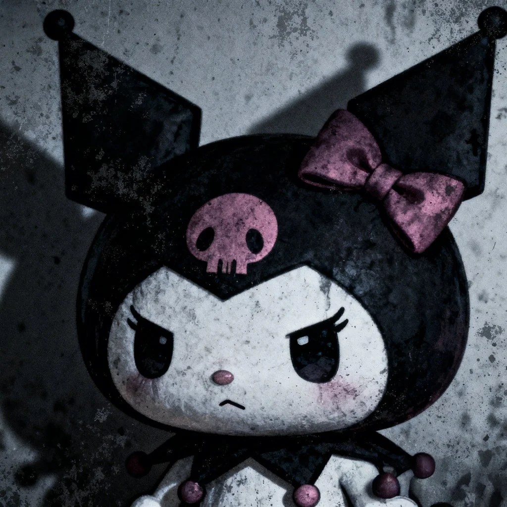 dark-kuromi-pfp-emo-grunge-aesthetic-discord Emo grunge Kuromi pfp with dark aesthetic and shadowy background perfect for alternative Discord profile picture
