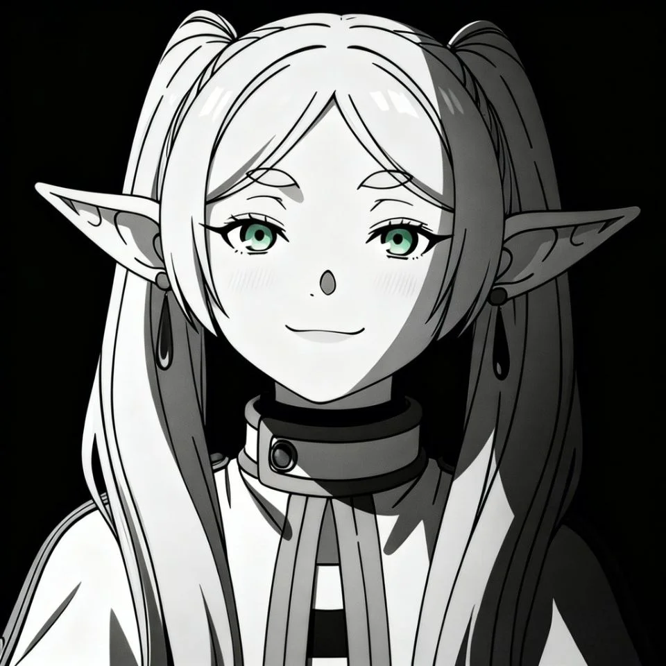 frieren-pfp-genuine-smile-close-up-rare-happy-expression Frieren pfp close-up showing genuine smile and rare happy expression with green eyes for heartwarming Discord avatar
