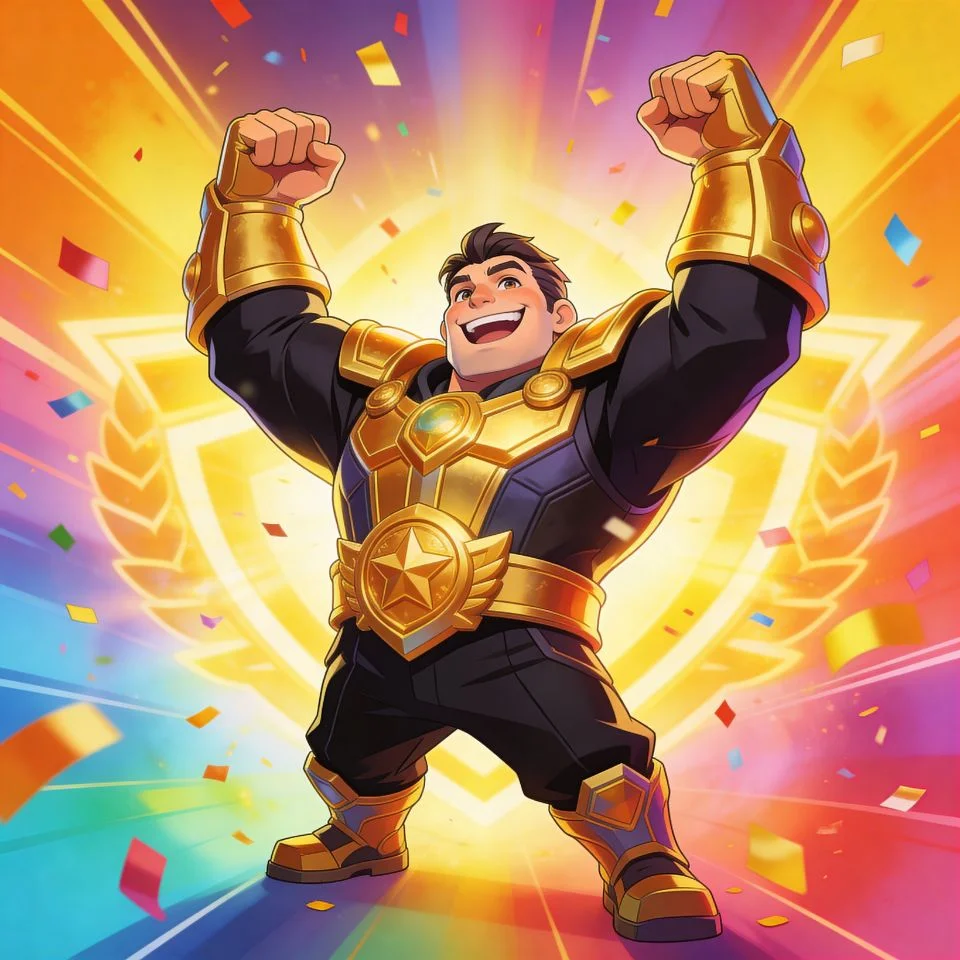 funny-pfp-discord-gaming-victory-celebration-goofy-win-pose Gaming victory pfp with goofy celebration pose perfect for funny Discord server and Steam gaming profile picture avatars