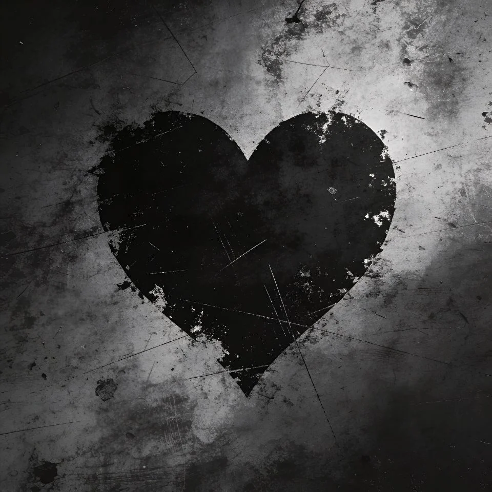heart-pfp-black-grunge-texture-rough-edgy-alt Black grunge heart pfp with rough texture and edgy distressed style ideal for alternative Discord and TikTok alt profiles