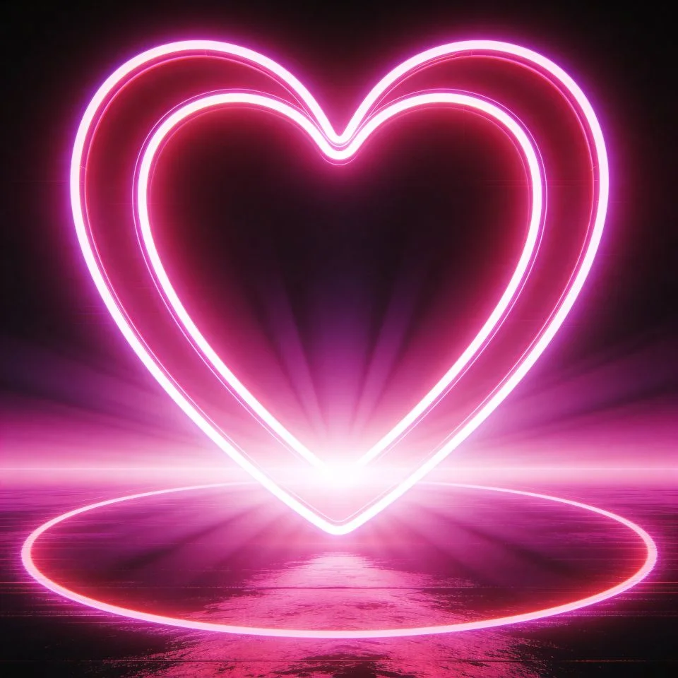 heart-pfp-pink-neon-glow-y2k-retro-discord Pink neon glow heart pfp with Y2K retro vibes and electric aesthetic perfect for Discord and TikTok trendy profile pics