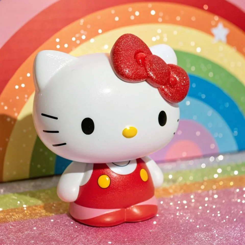 hello-kitty-pfp-y2k-rainbow-glitter-myspace-aesthetic Rainbow glitter Y2K hello kitty profile picture with Myspace aesthetic sparkles for nostalgic TikTok and Discord