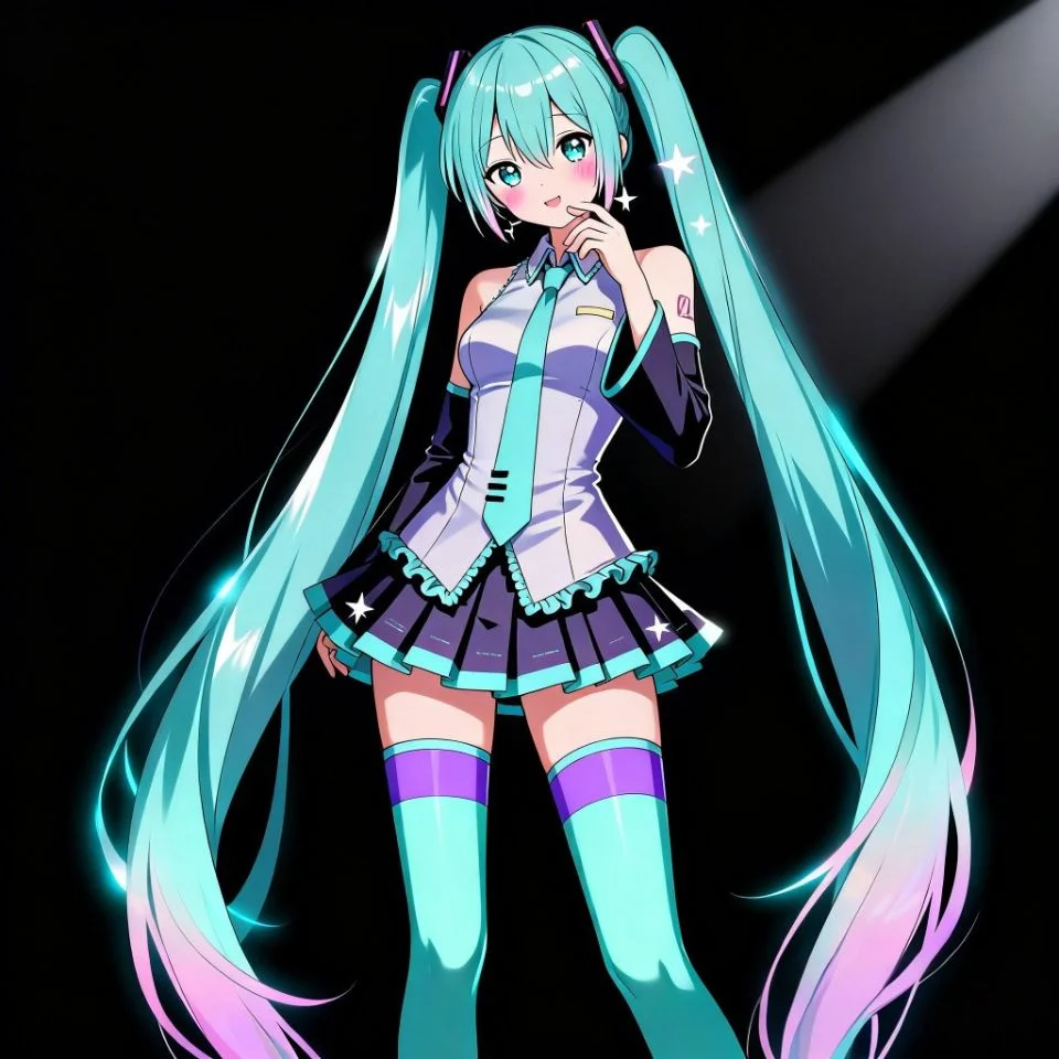 kawaii-miku-pfp-sparkle-eyes-pastel-aesthetic Kawaii miku pfp with sparkle effects and pastel aesthetic colors ideal for cute anime profile pictures on Discord