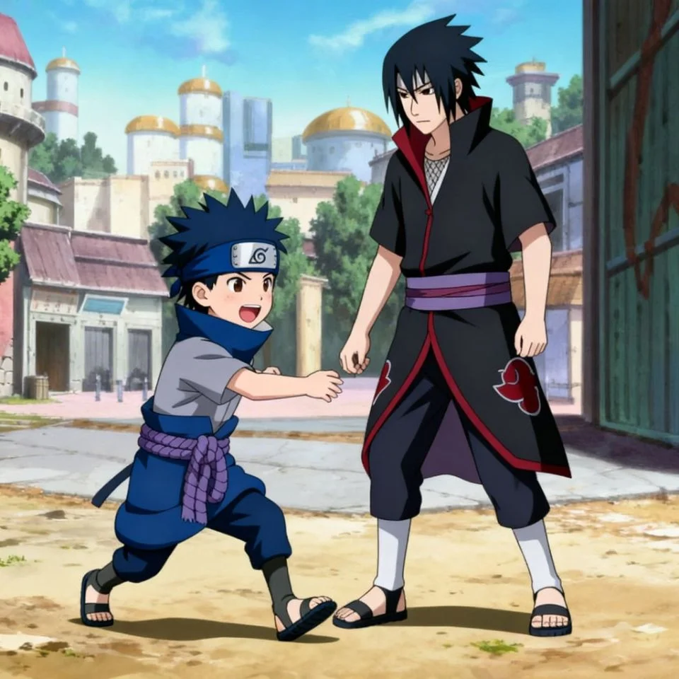 kid-sasuke-uchiha-pfp-playing-with-itachi-wholesome Kid Sasuke Uchiha pfp playing with brother Itachi showing wholesome sibling moment for emotional profile pictures