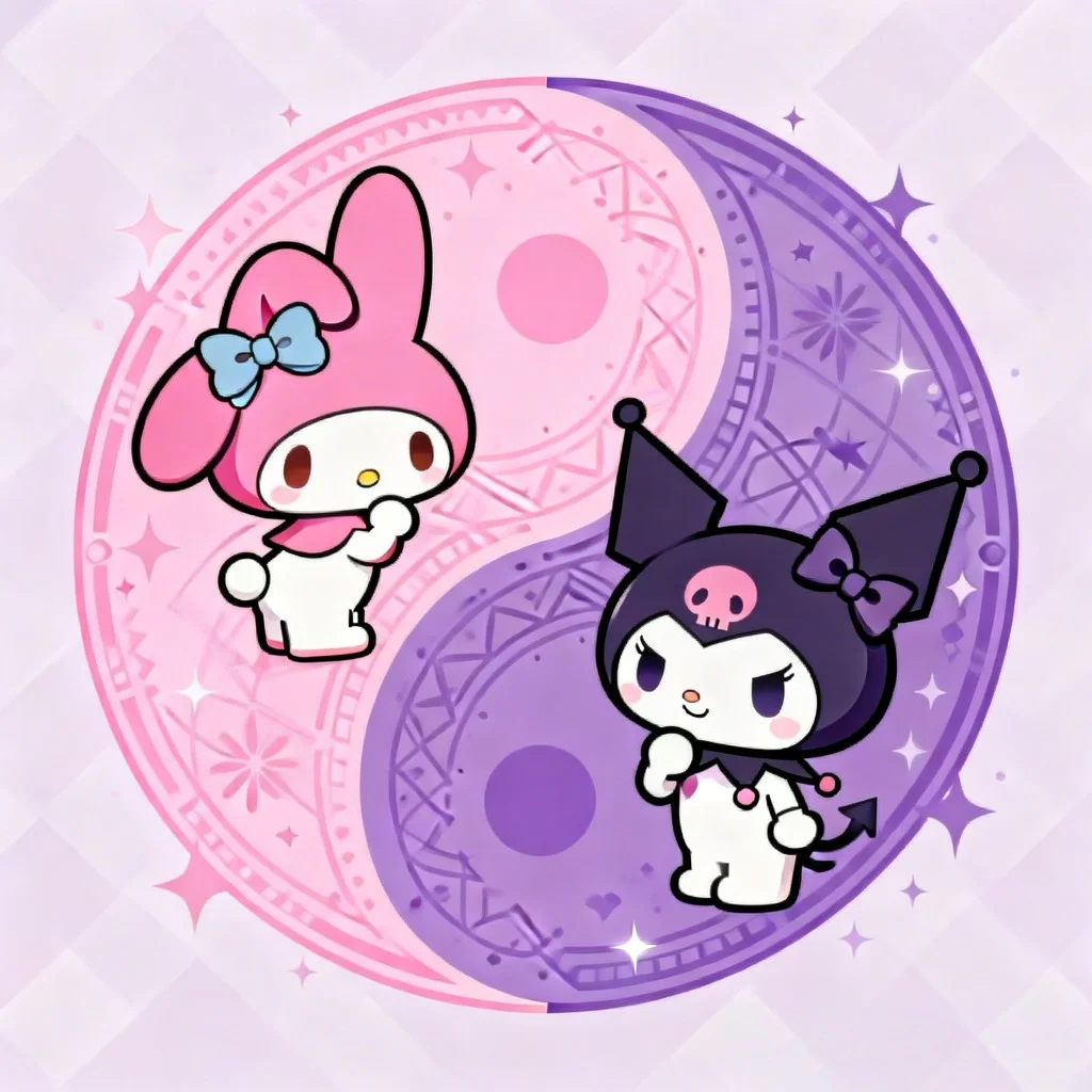 kuromi-my-melody-pfp-matching-yin-yang-aesthetic Kuromi and My Melody yin yang matching pfp with balanced aesthetic for Discord Instagram couple profile pictures