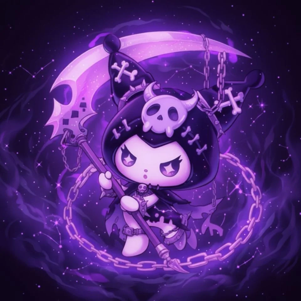 kuromi-pfp-dark-aesthetic-gothic-purple-black Dark aesthetic Kuromi pfp with gothic purple and black tones showing moody mysterious vibe for Discord Instagram
